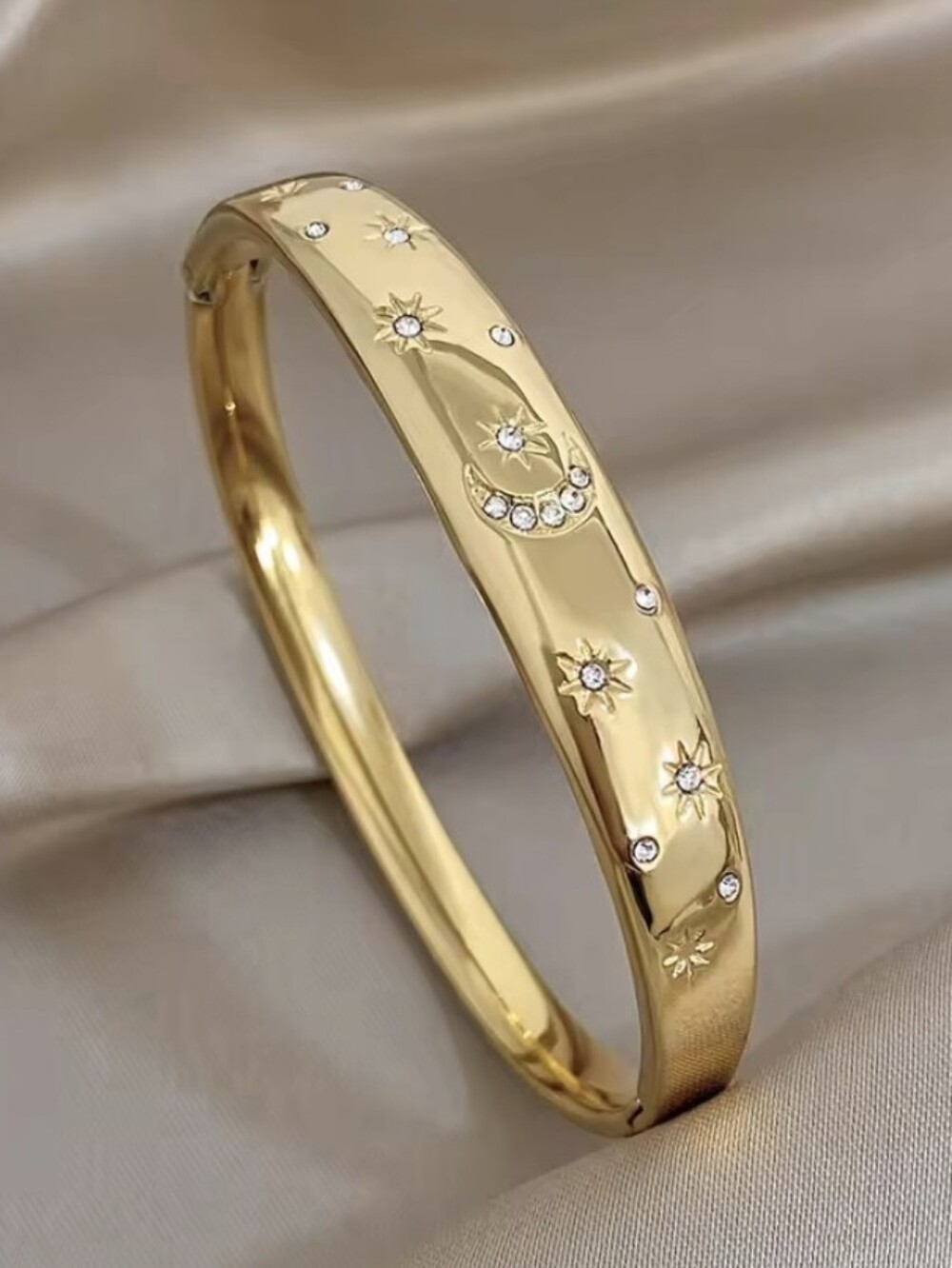 High Quality Celestial Moon & Star Bangle Bracelet .